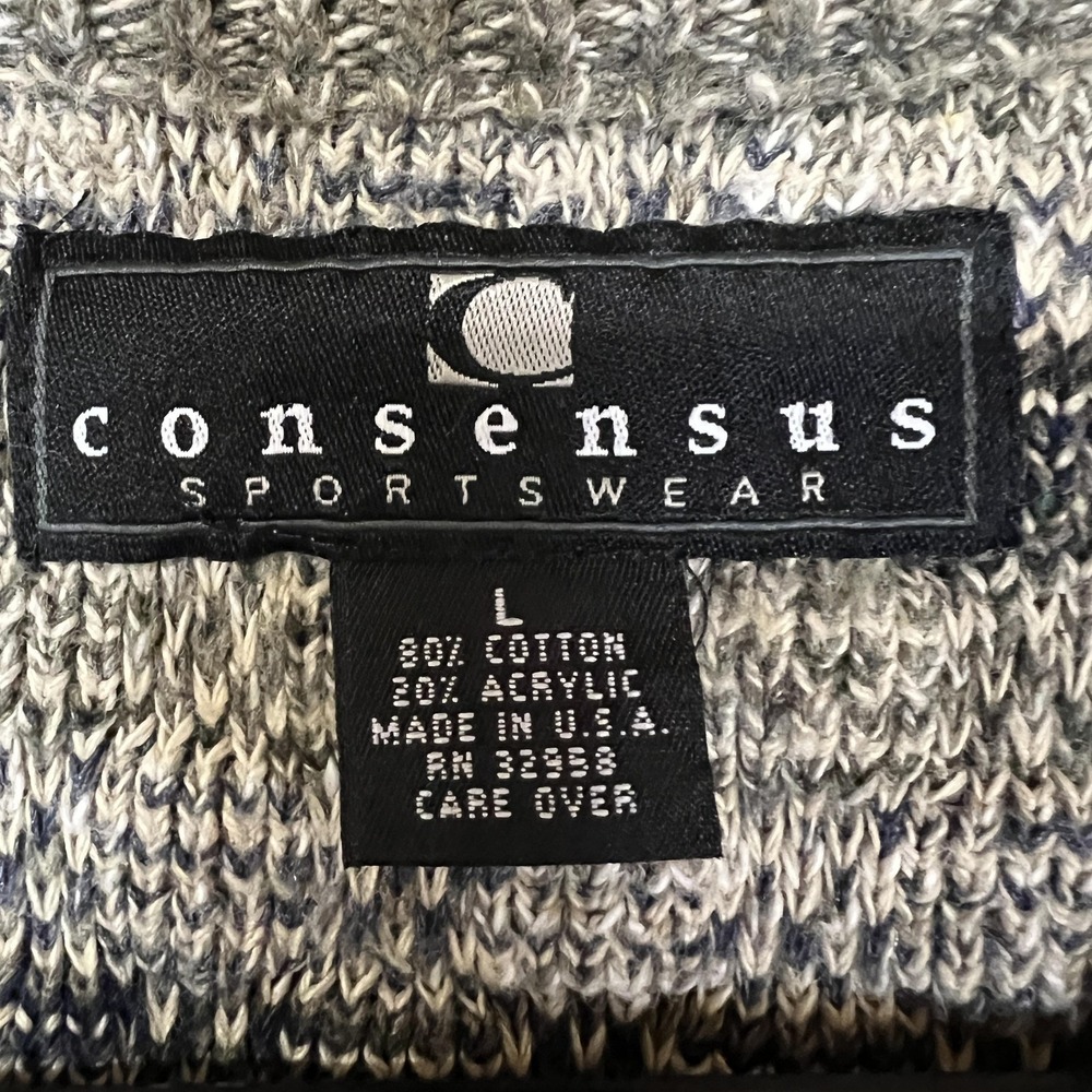 Vintage Consensus Sweater Mens Large Knit‎ Pullover Made USA 90s Retro Casual - Picture 5 of 7